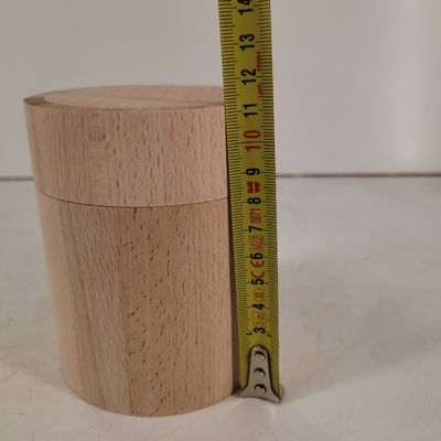 D90 x H112mm Barril de madera de forma personalizada Diseño rústico para almacenamiento de granos de café y té