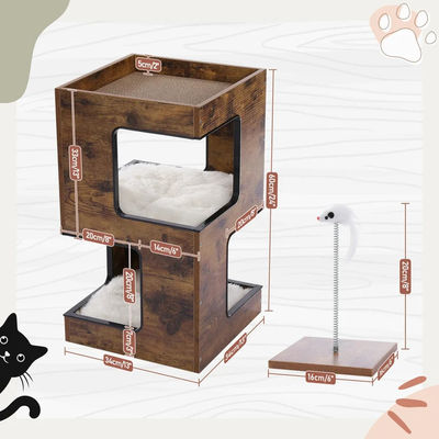 Forma personalizada gato trepar rascador árbol de juguete modernos regalos de madera para mascotas para casa de gatos