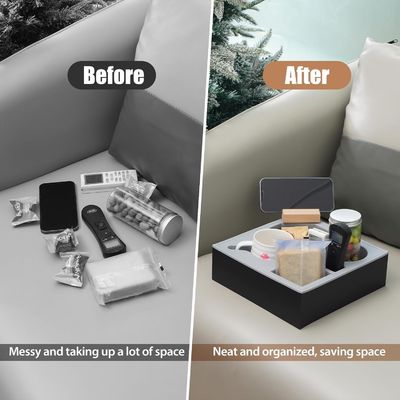 Sofá de madera de silicona Caddy organizador para el sofá a prueba de agua