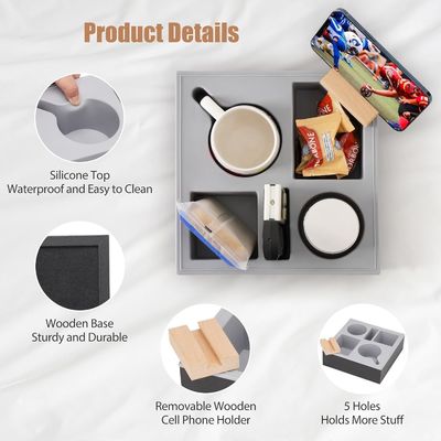 Sofá de madera de silicona Caddy organizador para el sofá a prueba de agua