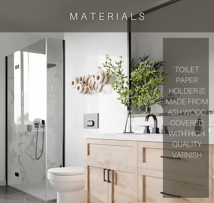 Estante de almacenamiento de tejidos de baño de madera con montaje en la pared en diseño de panal de miel