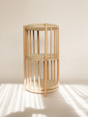 Función Ahorrar espacio Nido de gatito de madera sólida de 2 niveles Muebles para gatos Árbol Casa de gatos Cama de cueva