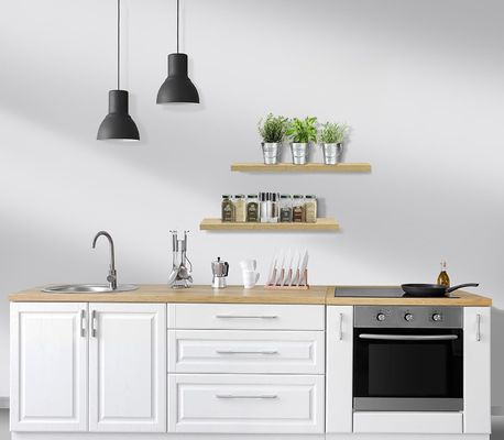 60.96cm x 22.86cm Estantes flotantes de arce Conjunto de 2 para sujetar electrodomésticos de cocina