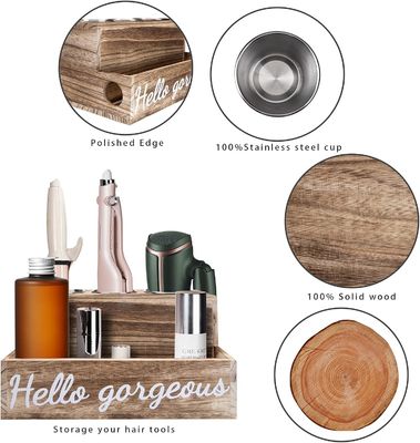 Mantenga su baño limpio sin esfuerzo con este soporte de secador y alisador de cabello de madera