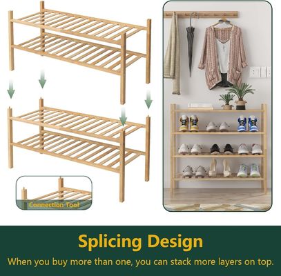 Estante de zapatos de bambú multifuncional de tres capas La solución definitiva para el almacenamiento de armarios