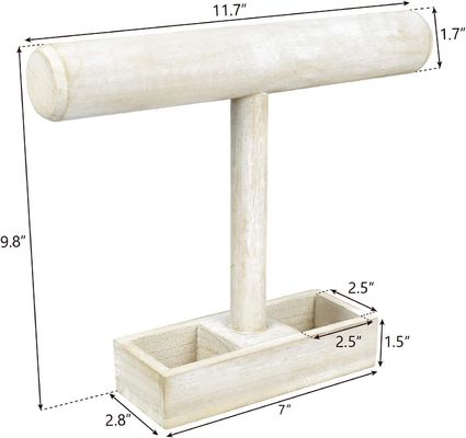 Salón de estar Muestra de joyería de madera T-Bar personalizada con bandeja de almacenamiento de 2 compartimentos
