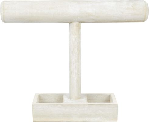 Salón de estar Muestra de joyería de madera T-Bar personalizada con bandeja de almacenamiento de 2 compartimentos