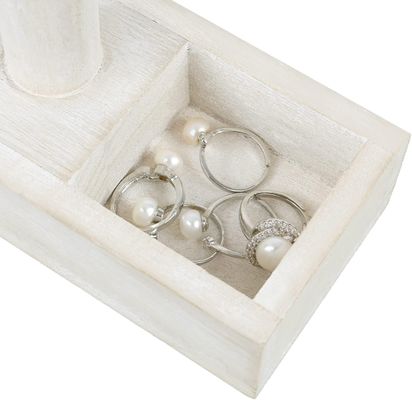Salón de estar Muestra de joyería de madera T-Bar personalizada con bandeja de almacenamiento de 2 compartimentos