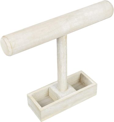Salón de estar Muestra de joyería de madera T-Bar personalizada con bandeja de almacenamiento de 2 compartimentos