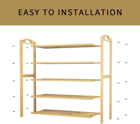 Estante de zapatos de bambú natural de 5 capas de madera Estante de almacenamiento apilable para OEM multifunción