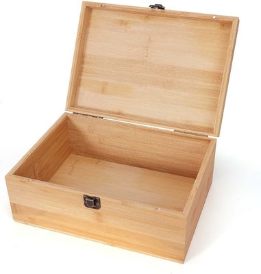 Caja de almacenamiento de madera de bambú natural de 1 x 7,9 x 4,5 pulgadas con tapa con bisagra
