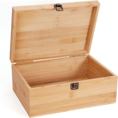 Caja de almacenamiento de madera de bambú natural de 1 x 7,9 x 4,5 pulgadas con tapa con bisagra