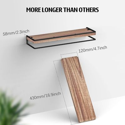 Conjunto de 2 estanterías flotantes para muebles de sala de estar de madera rústica