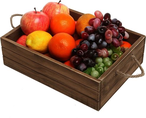 Caja de regalo de madera marrón rústica ecológica con asas de cuerda para compradores conscientes del medio ambiente