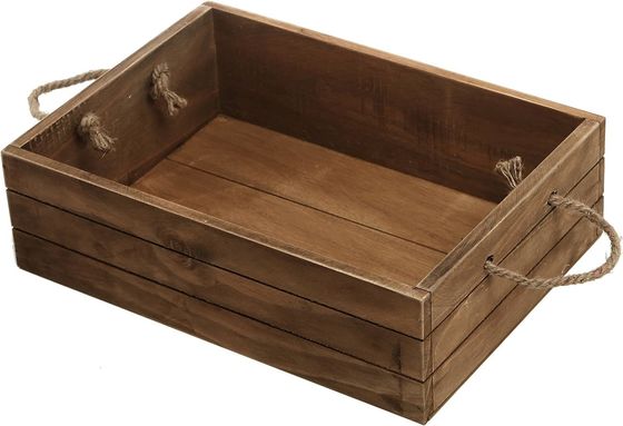 Caja de regalo de madera marrón rústica ecológica con asas de cuerda para compradores conscientes del medio ambiente