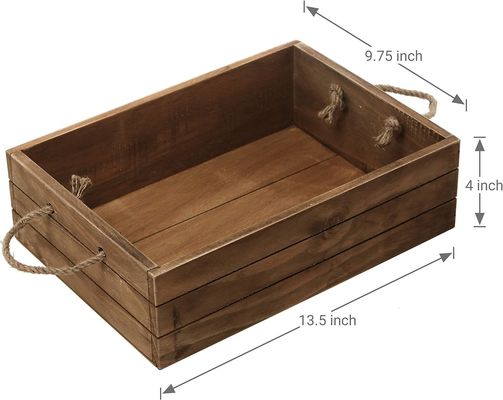 Caja de regalo de madera marrón rústica ecológica con asas de cuerda para compradores conscientes del medio ambiente