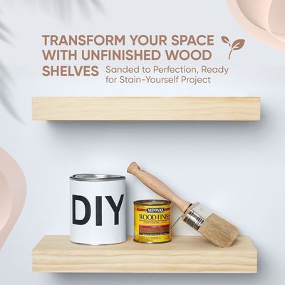 Conjunto de 2 estanterías flotantes de madera de la granja rústica de 16 x 6,5 x 1,75 pulgadas de diseño moderno