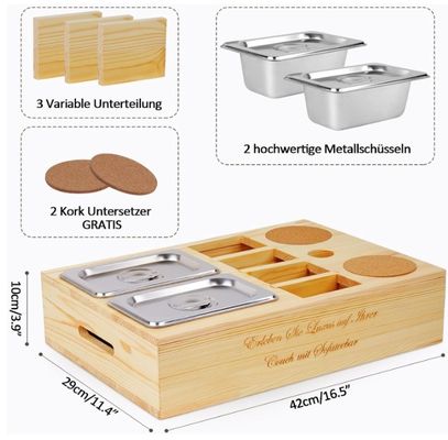 Logotipo personalizado Sofá de madera bandeja con soporte de bebida tapa extraíble y compartimiento de almacenamiento