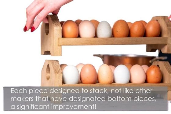 bandeja de cartón de huevo de madera hecha a mano de bambú o soporte de huevo de madera personalizado para la cocina de la granja