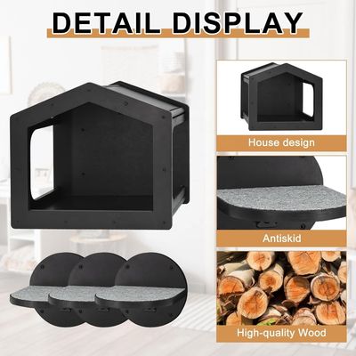 Gran cantidad de escalones montados en la pared para gatos Estante de escalada con 3 escalones grandes y almohadillas de rascado