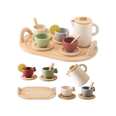 Diseños personalizados Conjunto de té de madera para niños tapas de tazas y bandejas de servir