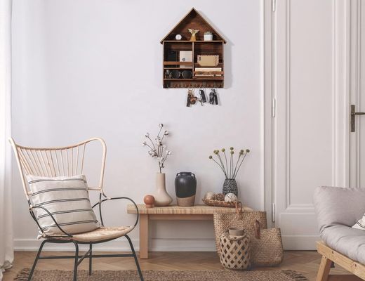 Fácil de instalar Decorativo de llave de madera colgante con 5 ganchos dobles Logotipo personalizado