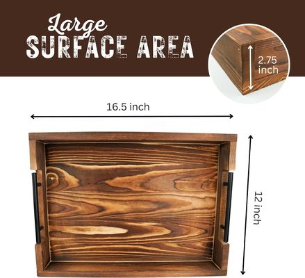 bandeja de servicio de madera con asas metálicas para el salón de la habitación de entrada de la cocina