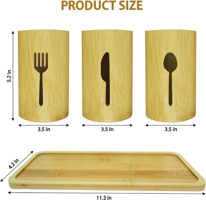 Tipo de instalación Tipo de contenedor de utensilios de bambú con organizador de cubiertos de madera
