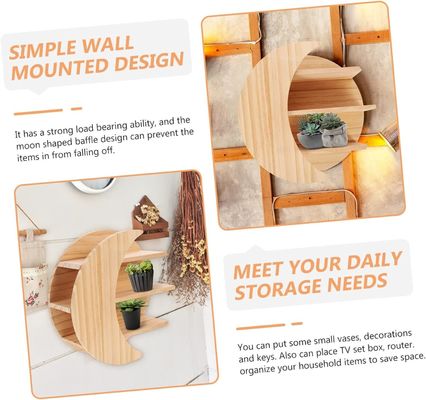 Ahorre espacio con montaje de pared de luna de madera estanterías flotantes Solución de almacenamiento sostenible