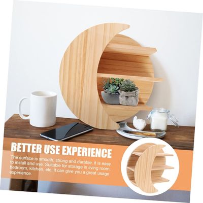 Ahorre espacio con montaje de pared de luna de madera estanterías flotantes Solución de almacenamiento sostenible