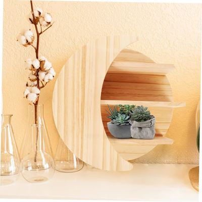 Ahorre espacio con montaje de pared de luna de madera estanterías flotantes Solución de almacenamiento sostenible