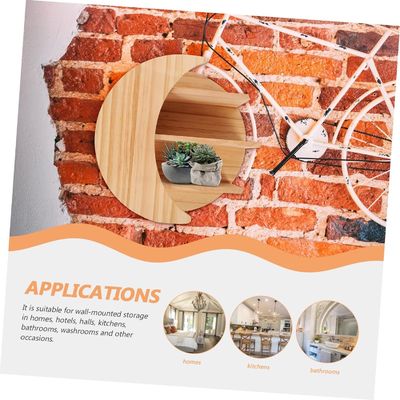 Ahorre espacio con montaje de pared de luna de madera estanterías flotantes Solución de almacenamiento sostenible