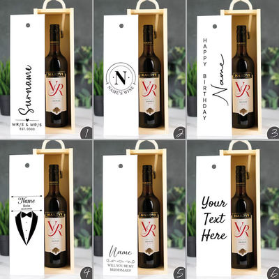 Pedido personalizado Aceptado Caja de vino de madera grabado con láser con inserciones acrílicas y tapa deslizante