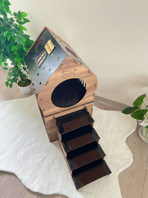 Muebles para gatos modernos Casa de conejo de madera de forma personalizada para gatos y animales pequeños