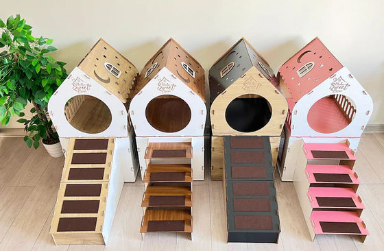 Muebles para gatos modernos Casa de conejo de madera de forma personalizada para gatos y animales pequeños