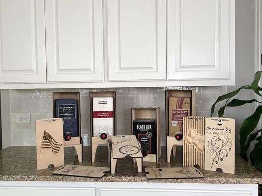 Muestra de caja de vino de madera para múltiples tamaños de cajas Portador de caja de vino hecha a mano