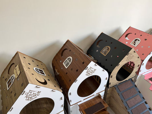 Muebles para gatos modernos Casa de conejo de madera de forma personalizada para gatos y animales pequeños