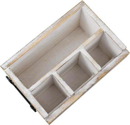 Estante no plegable para utensilios y servilletas Manos de metal negro de madera sólida blancas lavadas