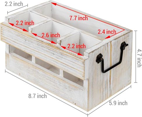 Estante no plegable para utensilios y servilletas Manos de metal negro de madera sólida blancas lavadas