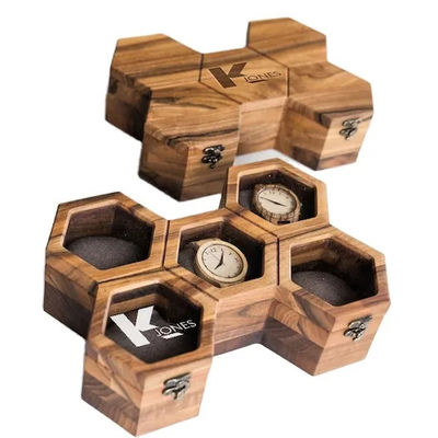 Cuadro de relojes de madera con tapa deslizante para hombres