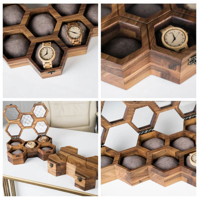 Cuadro de relojes de madera con tapa deslizante para hombres