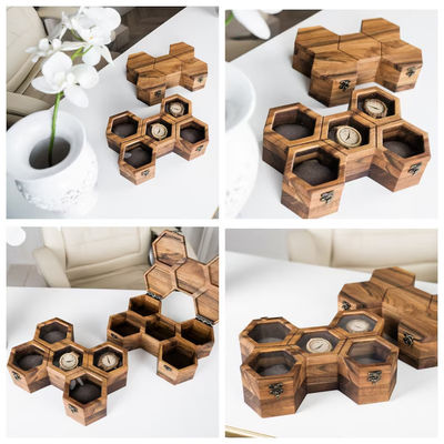 Cuadro de relojes de madera con tapa deslizante para hombres