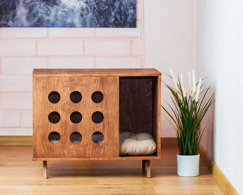 Percha de gato montada en la pared Cama de mascota de madera Cama lateral Cama de gato moderna Casa de perro Cama de perro