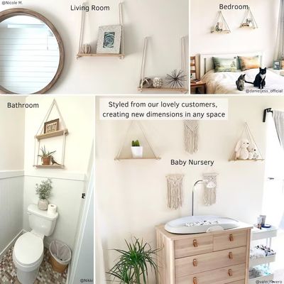 Estante de pared de madera Conjunto de 2 estanterías flotantes para ideas de organización del baño