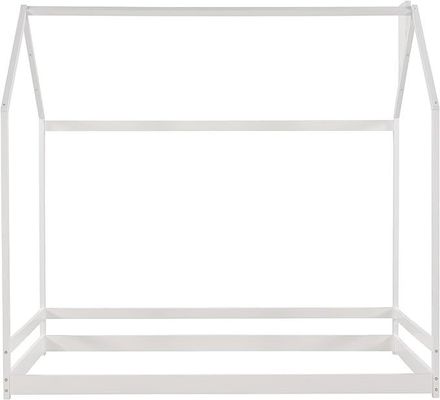 Muebles de dormitorio para niños Cama de piso de tamaño doble con diseño de casa de madera y marco de dosel
