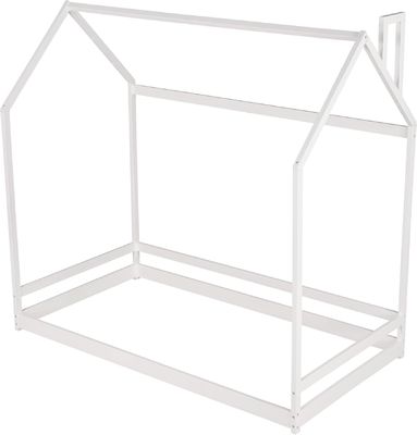 Muebles de dormitorio para niños Cama de piso de tamaño doble con diseño de casa de madera y marco de dosel