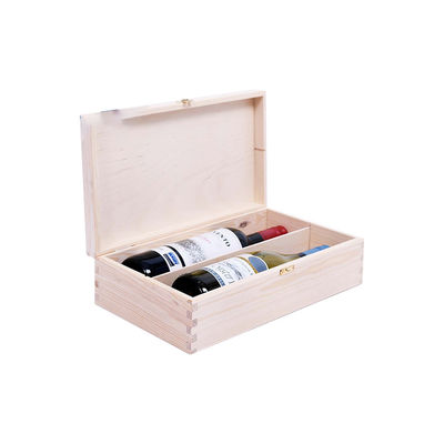 Caja de vino de madera de pino sin terminar con paquete de regalo 34x20x10cm personalizado