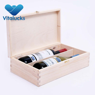 Caja de vino de madera de pino sin terminar con paquete de regalo 34x20x10cm personalizado
