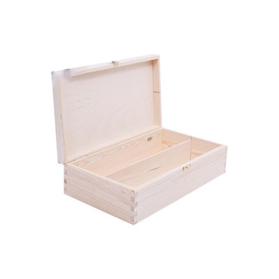 Caja de vino de madera de pino sin terminar con paquete de regalo 34x20x10cm personalizado