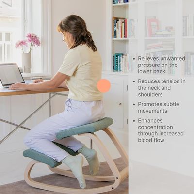 Silla de rodillas de oficina ergonómica original hecha a mano con tela gris oscuro Revive